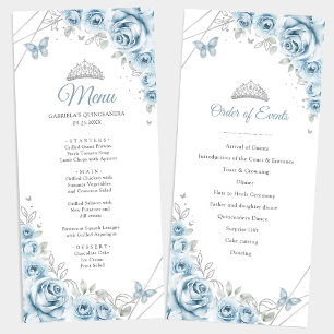 Menu do Programa de Quinceanera Floral de Prata Az