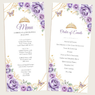 Menu do Programa Floral de Quinceanera Dourada Rox