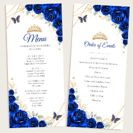 Menu do Programa Floral de Quinceanera Real Azul D