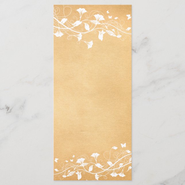 Menu do Programa Vintage Parergaminho Branco Vine  (Frente)