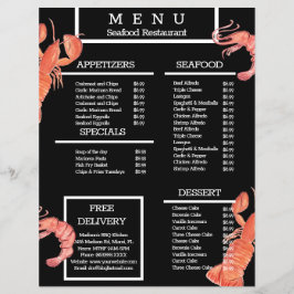 Menu do Restaurante do Marisco do Caranguejo da Aq