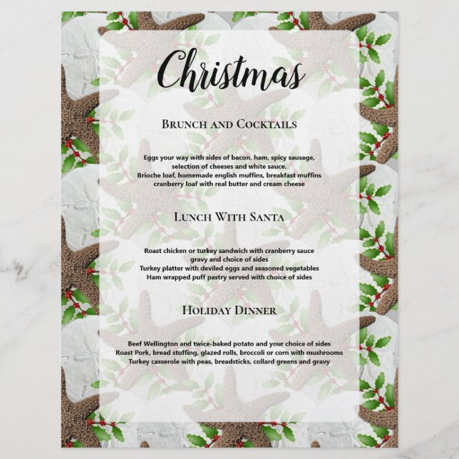 Menu do Restaurante Tropical de Natal Holiday (Frente)