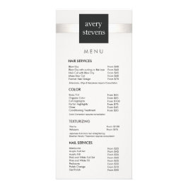 Menu do Salão Branco e Preto com Strike Prata Mode