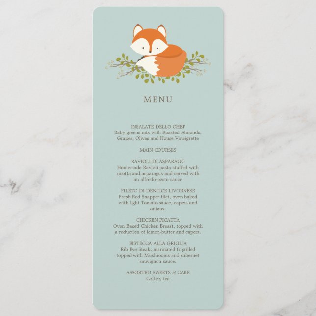 Menu doce do evento do Fox da floresta (Frente)