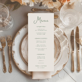 Menu Doce e Whimsical | Casamento de Ivory e Sage Green