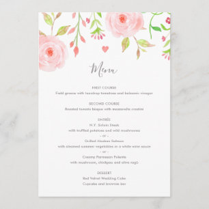 Menu Docinho Carteira Floral em Rosa e Verde