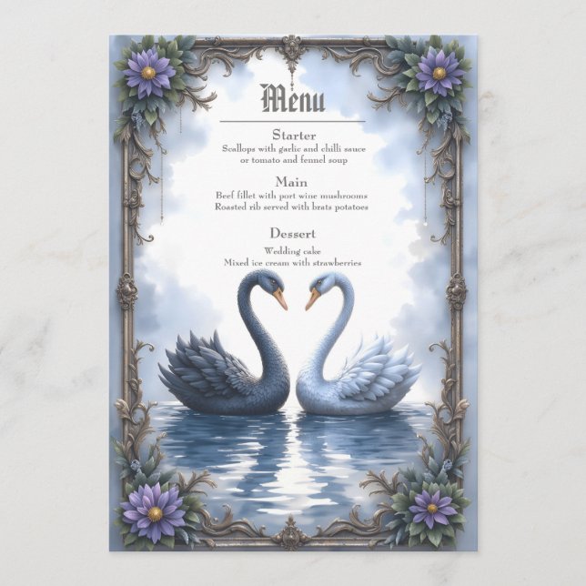Menu Dois Corações, Uma Reflexão – Casamento Romântico  (Frente)