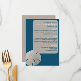 Menu Dólar de areia, Casamento de Praia Azul de Oceano