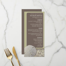 Menu Dólar de areia em renda, Casamento de Praia Vintag