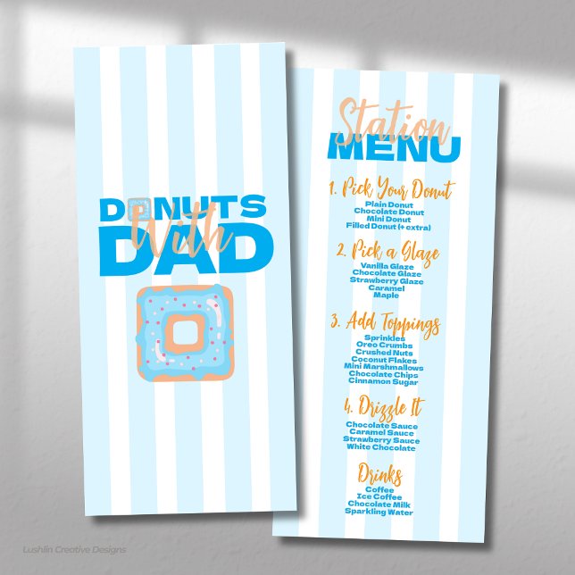 Menu Donuts Azuis Com o Papai para Celebração do Dia do (Criador carregado)