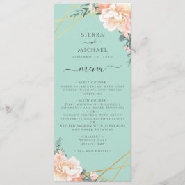 Menu Dourada Recepção de casamento de Pêssego Verde