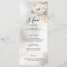 MENU Dourado Casamento Floral de Cinzas Elegante