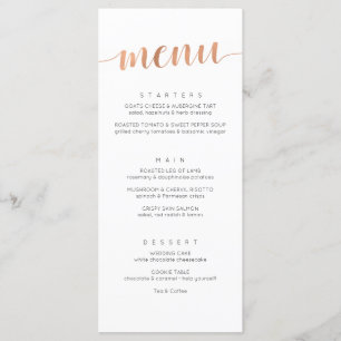 Menu Dourado cor-de-rosa do casamento de Boho