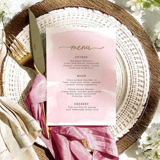 Menu Dourado de Aquarela Rosa (Criador carregado)