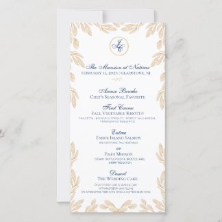 Menu Dourado de Casamento Botânico Folha