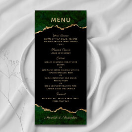 Menu Dourado de Casamento de Agata Verde com Brilh