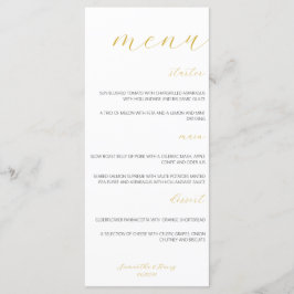 Menu Dourado de Casamento de Script Moderno e Mini