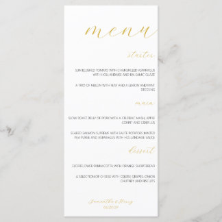 Menu Dourado de Casamento de Script Moderno e Mini