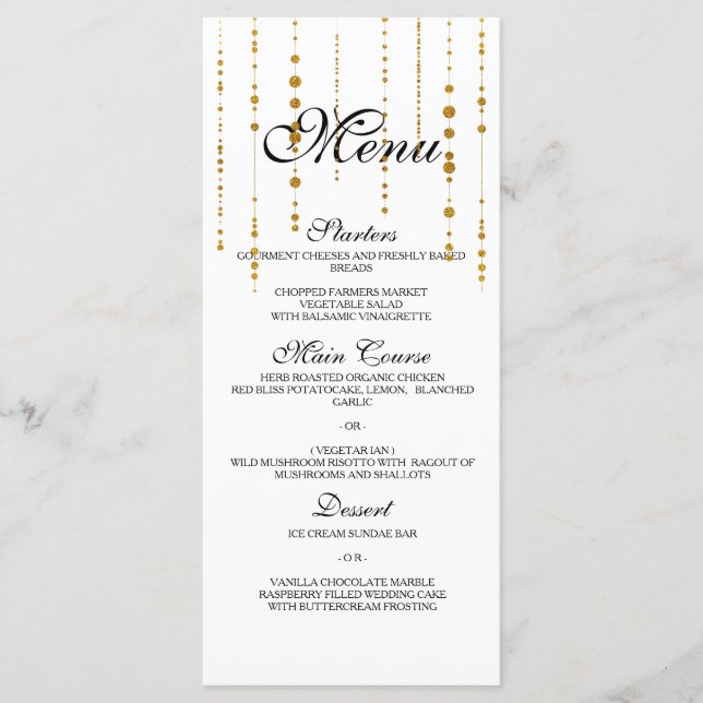 Menu Dourado de Casamento Perigo (Frente)