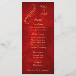 Menu Dourado de Casamento Vermelho Brilhante