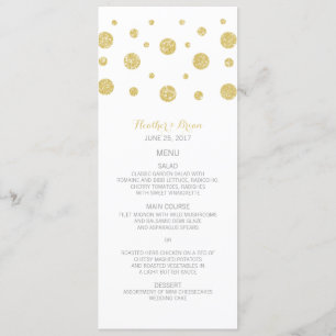 Menu Dourado do casamento dos confetes do brilho