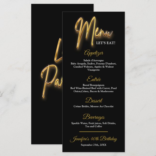 Menu Dourado e Preto 3d Textura Dourada Design Min (Frente/Verso)