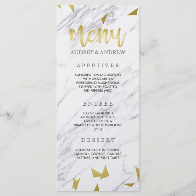 Menu Dourado Flecks & Marble Wedding (Frente)