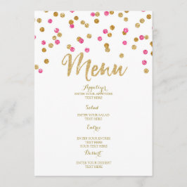 Menu Dourado fúcsia cor-de-rosa do casamento dos