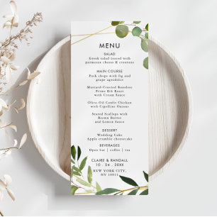 Menu Dourado Geométrico Eucalyptus Green