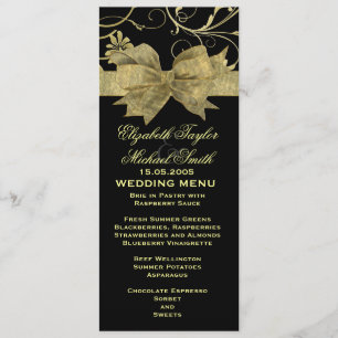 Menu Dourado luxuoso do casamento do preto do