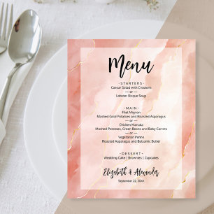 Menu Dourado Marble Casamento de Coral de Orçament