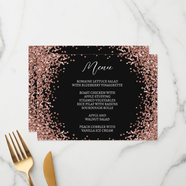 Menu Dourado Rosa Curvo Brilho Preto e Branco (Frente/Verso In Situ)