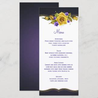 Menu Dourado Rosas Roxas Amarelas Violetas Roxas R