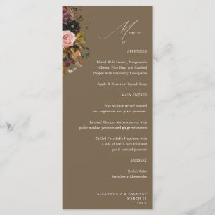 Menu Dourado, Roxo e Floral Cor-de-Rosa 4 Altura
