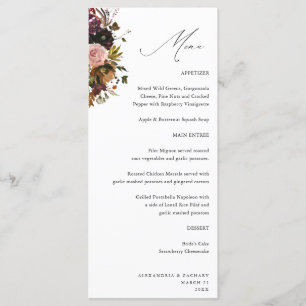 Menu Dourado, Roxo e Floral Cor-de-Rosa 4 Branco