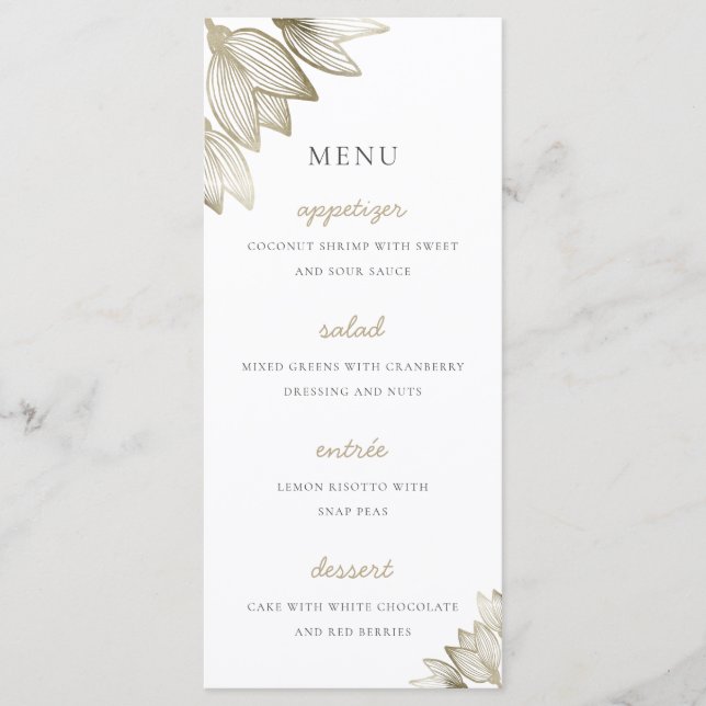 Menu Dourado Tulip Blossoms | Casamento (Frente)