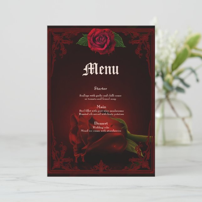 Menu Drama do Amor, o Rosa gótico da Memória. (Em pé/Frente)