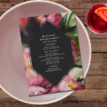 Menu Dramatic Dark Floral Wedding<br><div class="desc">Design floral cor-de-rosa escuro à volta das cinzas geométricas de fundo</div>