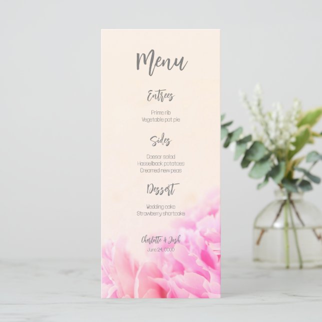 Menu Duas peônias rosa (Em pé/Frente)