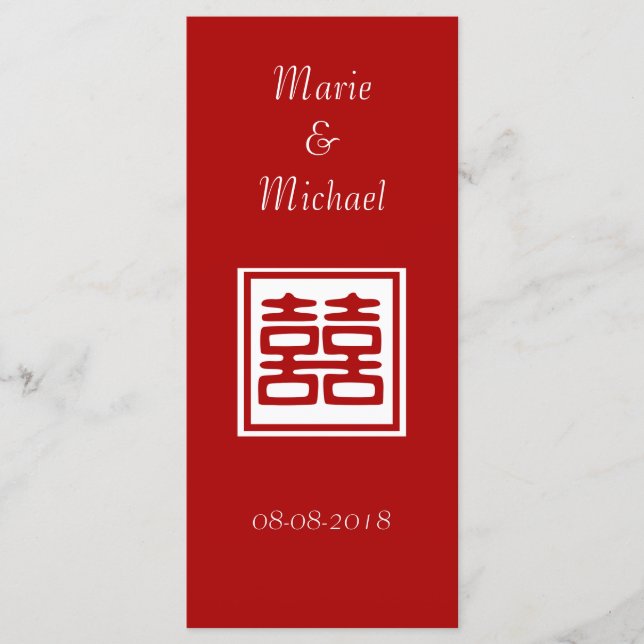 Menu Dupla Felicidade Vermelha Escura - Quadrada (Frente)