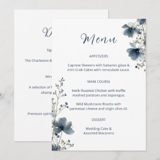 Menu Dusty Blue Botanical Wedding