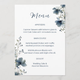 Menu Dusty Blue Botanical Wedding
