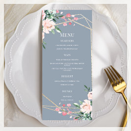 Menu Dusty Blue | DOURADO | Casamento Floral Rosa Esbra