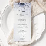 Menu Dusty Blue E Marinho Floral Elegante<br><div class="desc">Cartões de cardápio florais modernos elegantes,  com flores poeirentas de cor azul-d'água com caligrafia manuscrita.</div>
