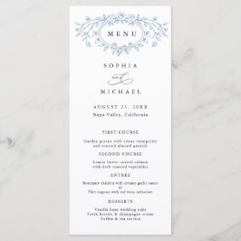 Menu Dusty Blue Floral Line Art Wedding Flat