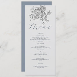 Menu Dusty Blue Floral Weding