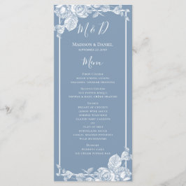 Menu Dusty Blue Floral Weding