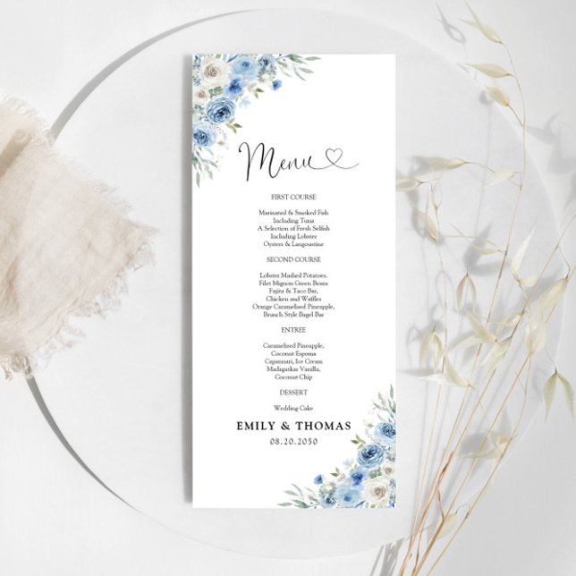 Menu Dusty Blue Ivory Ceremony (Criador carregado)