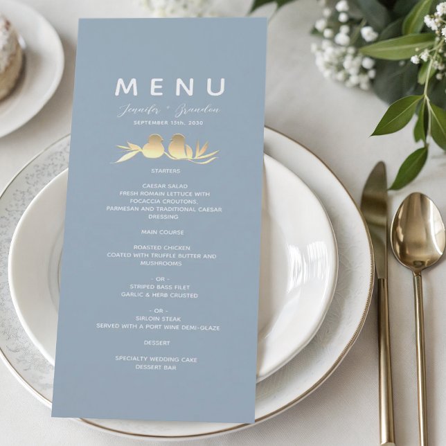 Menu Dusty Blue Lovebirds Wedding (Criador carregado)