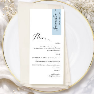 Menu Dusty Blue Personalized with Guest Name Elegant